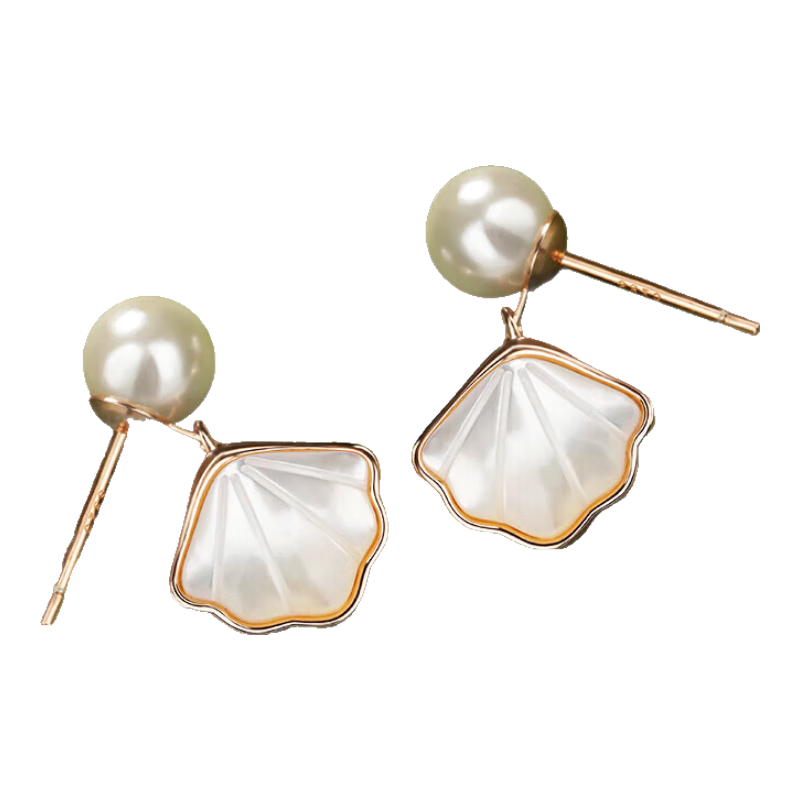 Grace Girl Yibeizi Natural Pearl Stud Earrings for Women, Jewelry Accessory Birthday Gift for Girlfriend Or Wife