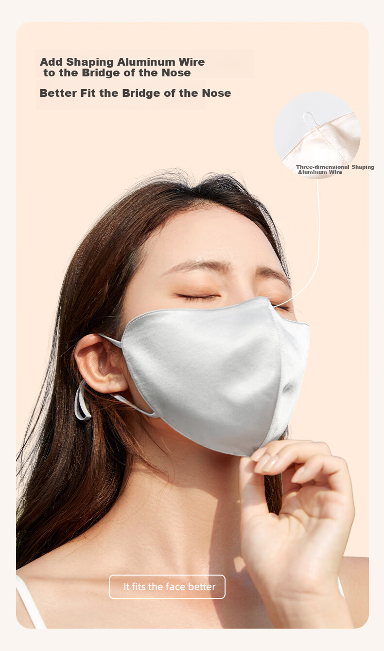 MOERCIAN 100% Silk Face Mask for Women, Sun Protection Mask, Mulberry Silk, 3D Shaped, Outdoor UV Protection Face Mask 7