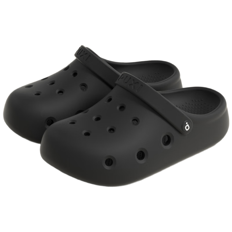 Puxi Beach Casual Hollow EVA Thick Sole Height Increasing Couple Sandals Pearl Black 37-38 Women Men