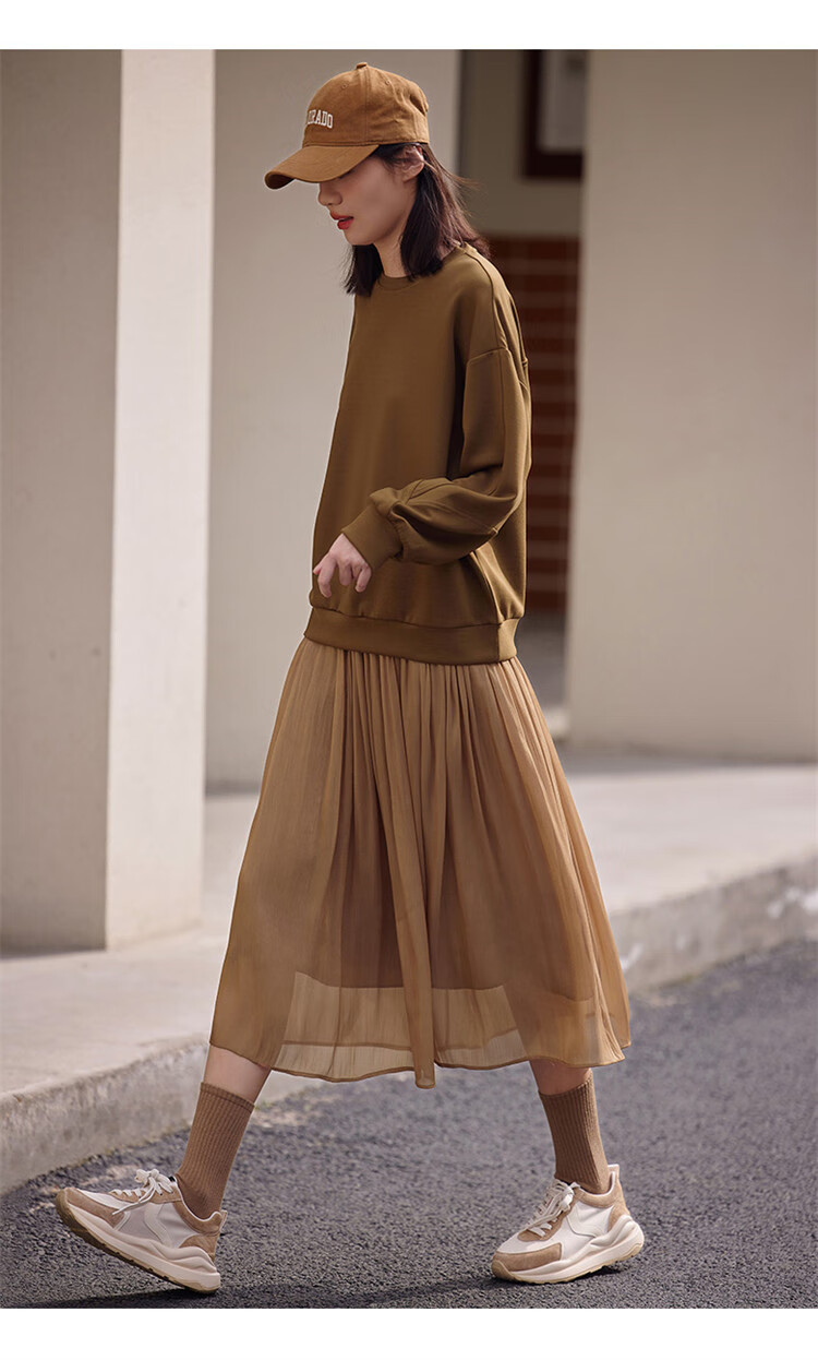 Dme [Flowing Light Pleated Skirt] Spring Style, Internet Celebrity-Inspired Elastic Waist Flowing Pleated Umbrella Skirt for Wome 22