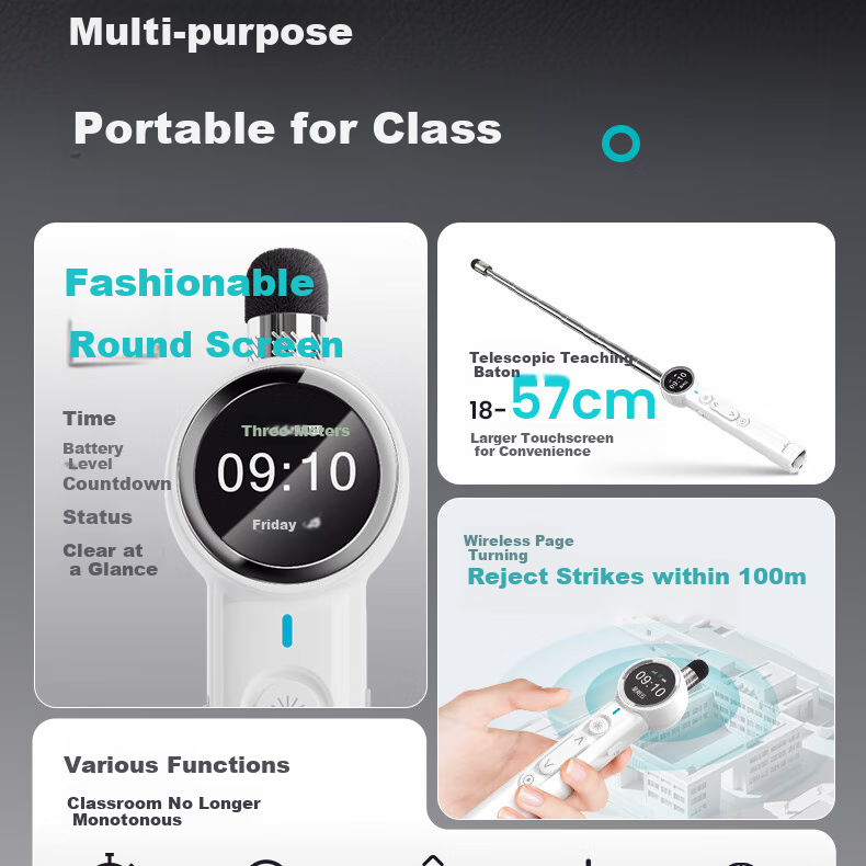 ASiNG A32 Retractable Teaching Pointer, Page-Turning Pen for Teachers, Multifunctional PPT Remote Control Pen, Laser Time Display, Magnification, Focusing, Writing, Line Drawing, Countdown, Extendable Teaching Pointer, 32GB 2