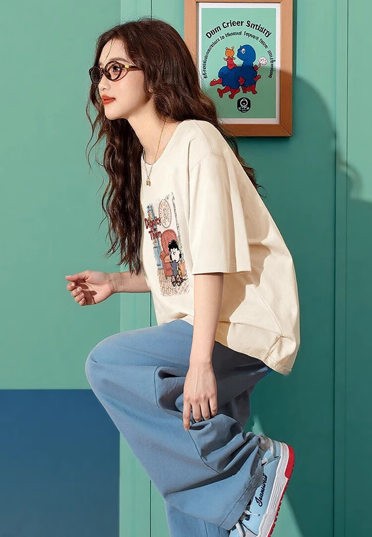 TonLion 2025 Summer Women's Crew Neck Short Sleeve T-Shirt [Snoopy Collaboration Edition] 1