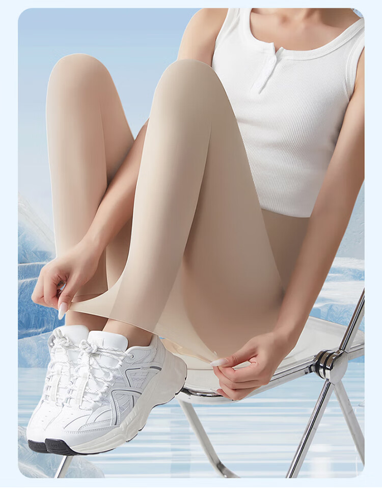 LangSha Ultra-Thin Summer Leggings for Women, Ice Silk Antibacterial Sun-Protective Stretchy Plus Size 9/10 Pants, Maternity Shark Pants 14
