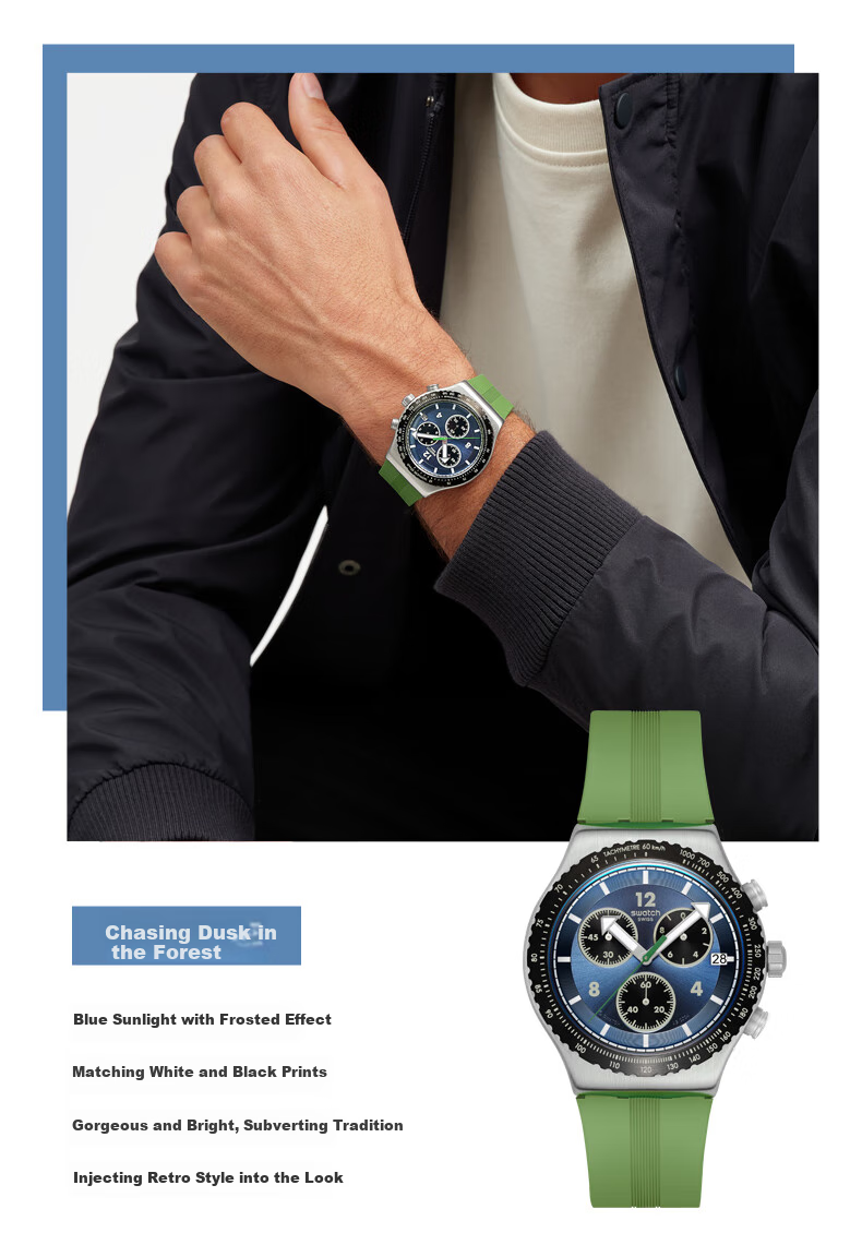 Swatch Swiss Watch, Three-Eye Chronograph Trendy Business Men's Quartz Watch, Holiday Gift, Canyon Explorer 3
