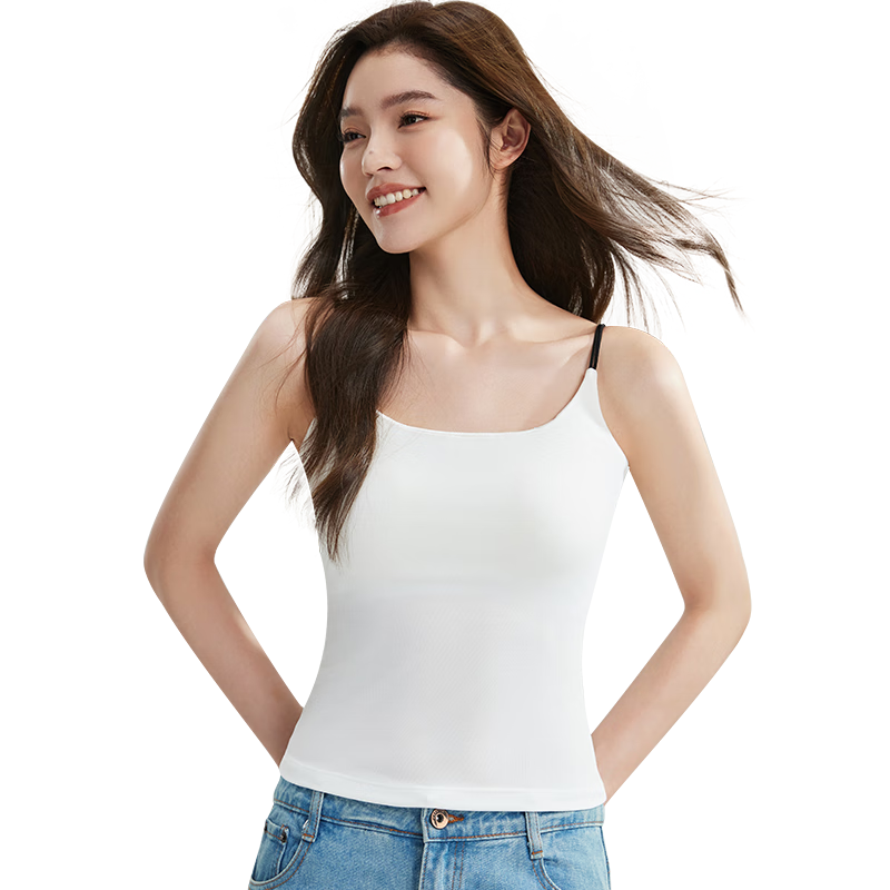 MiiOW Cool Ice Silk Women's Spring Summer Modal Camisole Vest Bra-Free Back Beauty Innerwear White M