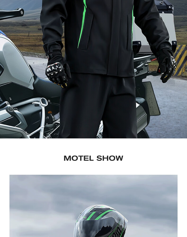 Beimei Motorcycle Rain Jacket Set, Adult Two-Piece Design, Heavy-Duty Waterproof, Specially for Food Delivery Riders, Men's Style, Electric Bike Riding Suit 7