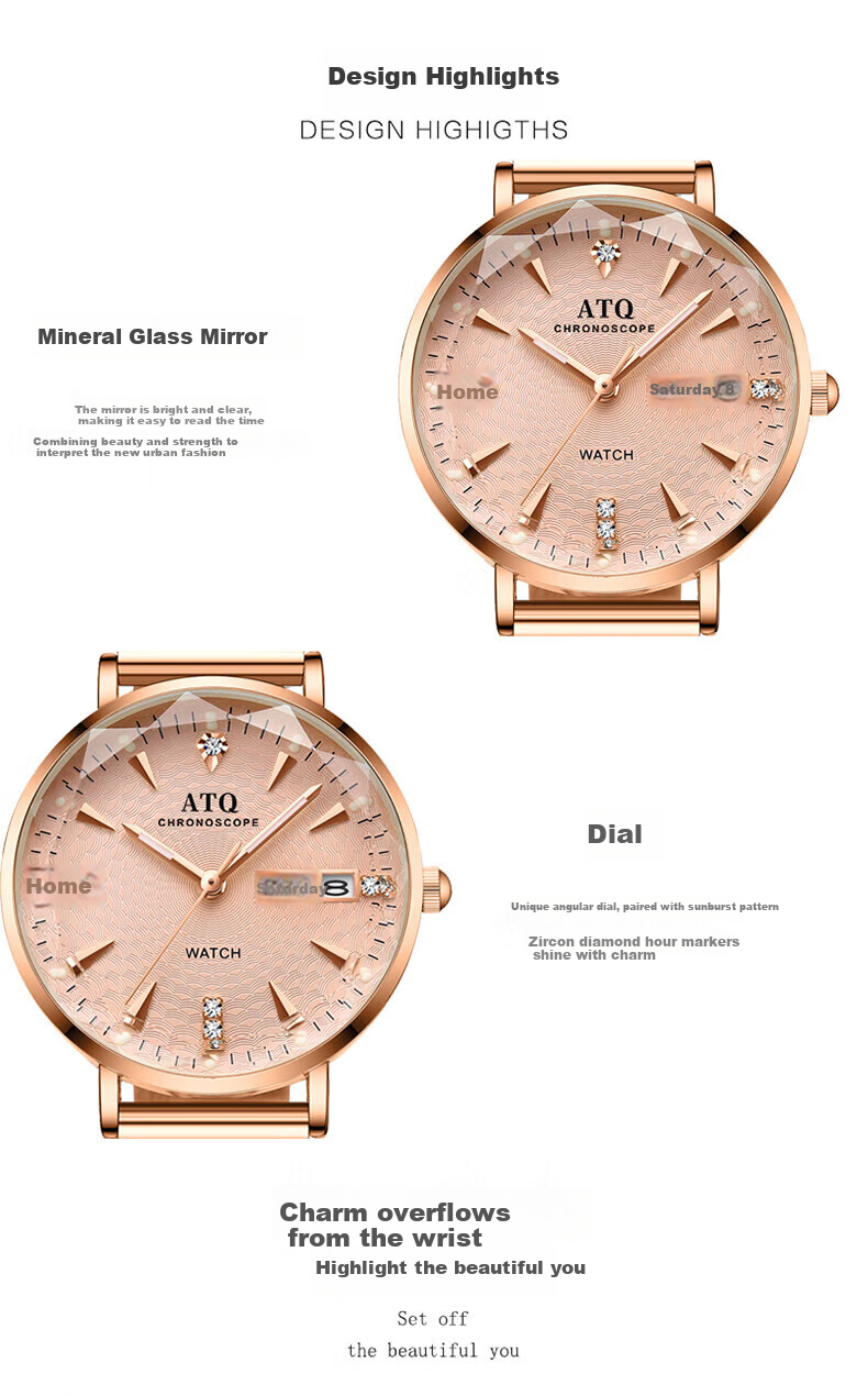 ATQ Ultra-Thin Watch for Women, Mechanical Style Top Ten Brands Wristwatch, Simple Design, New Year Valentine's Day Gift for Girlfriend Or Wife 4