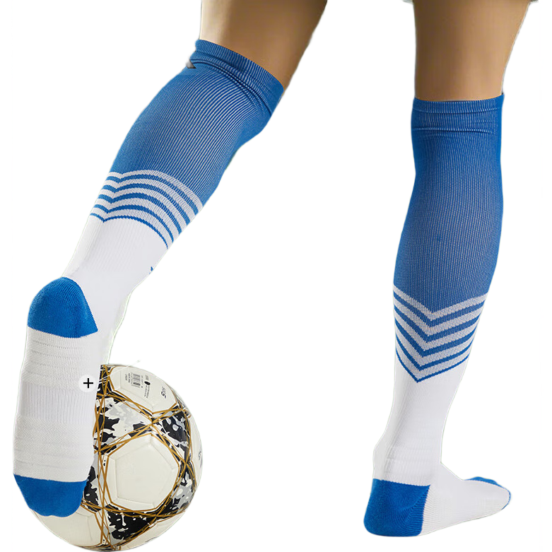 LI-NING Kids Mid-Calf Anti-Slip Soccer Socks Over-the-Knee Professional Boys Football Shin Guard Sports Long Socks Qing Shan Blue - XL