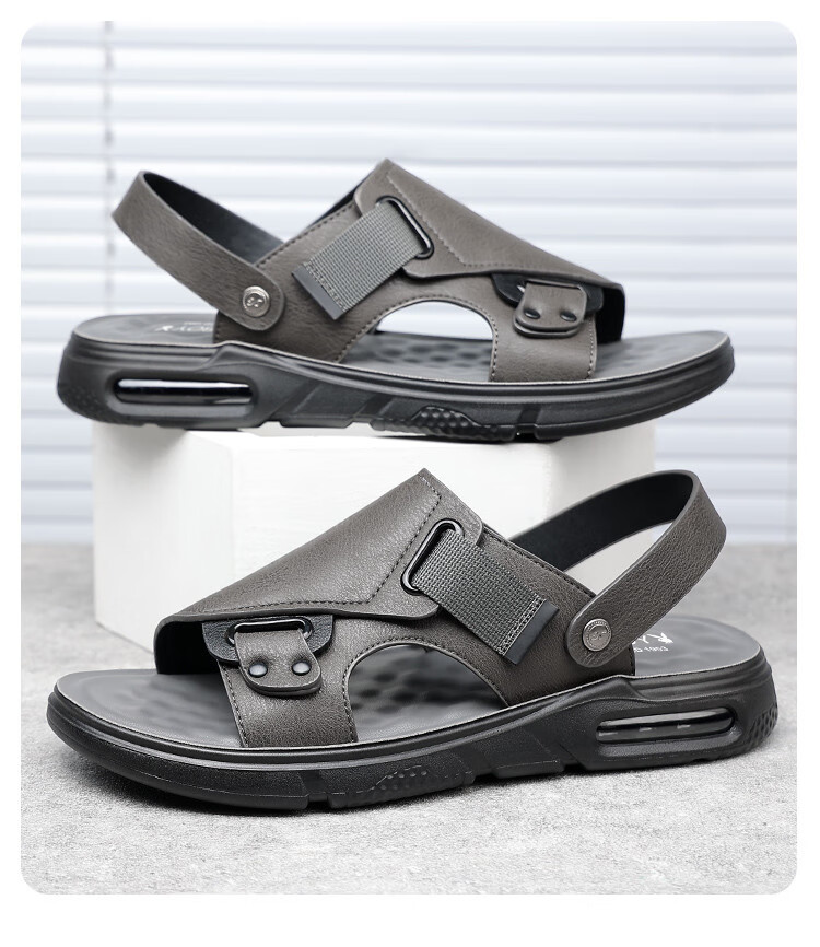 PLAYBOY Men's Lightweight Simple Trendy Comfortable Fashion Air Cushion Sandals Black Size 44 1