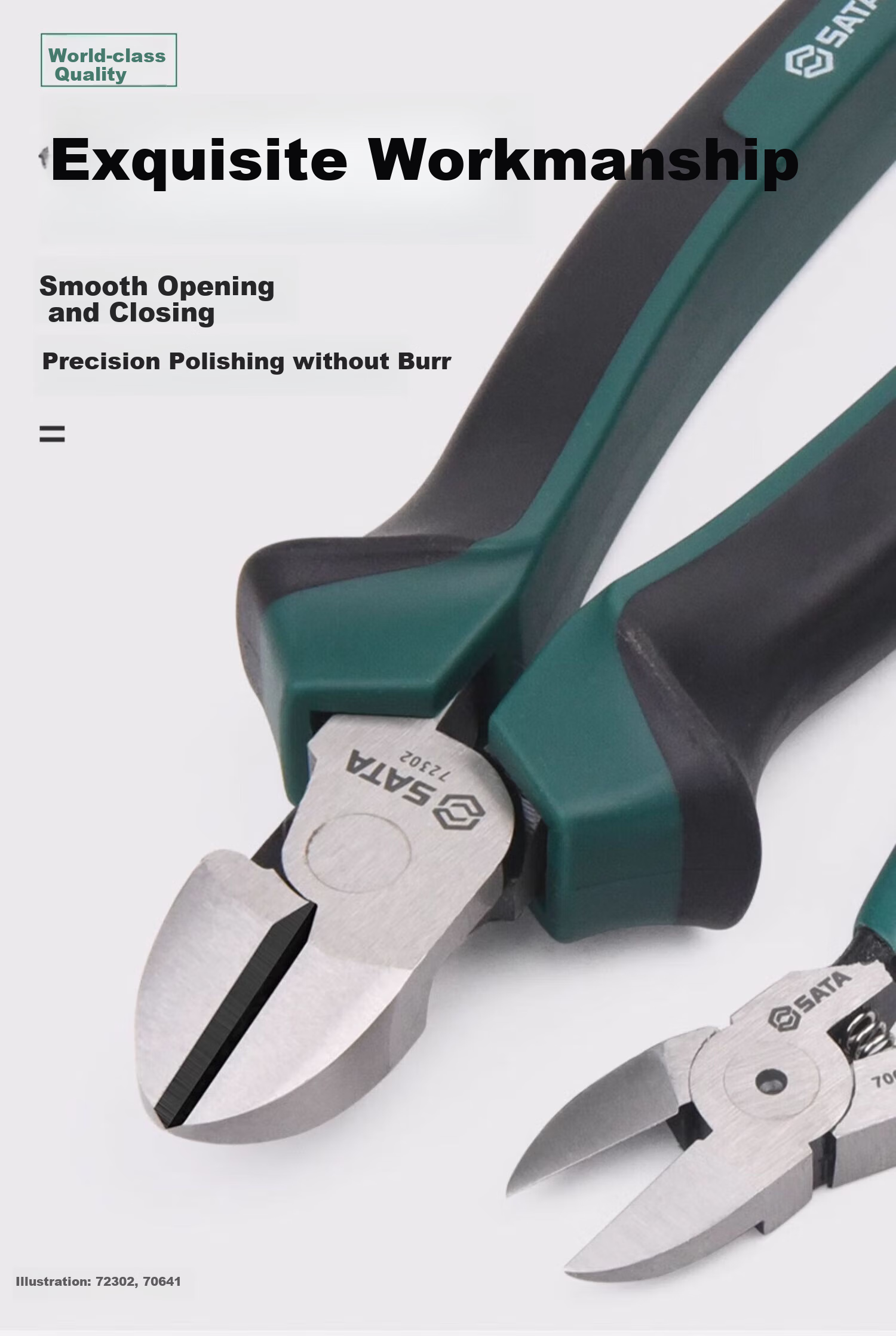 SATA Industrial-Grade Diagonal Cutting Pliers, Labor-Saving Side-Cutting Pliers Tool, 7", 72302B 4