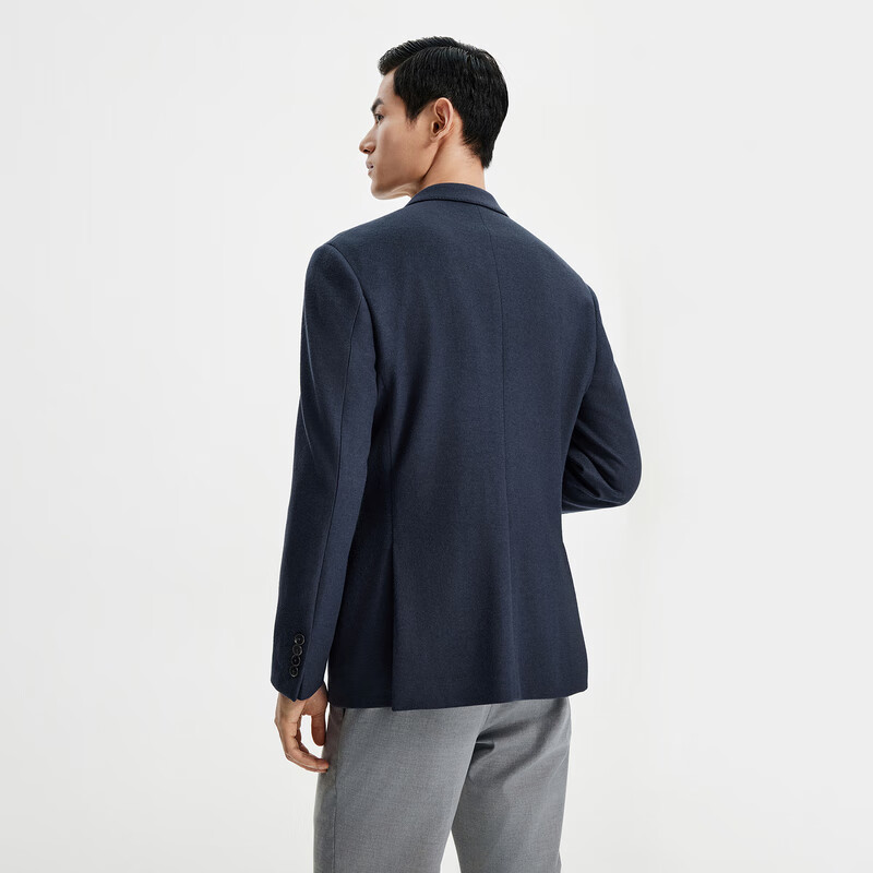Goldlion [50% Wool] Spring/Summer 2024 Men's Suit Lapel Elastic Slim Fit Business Jacket, Gray-Blue, Size 52A