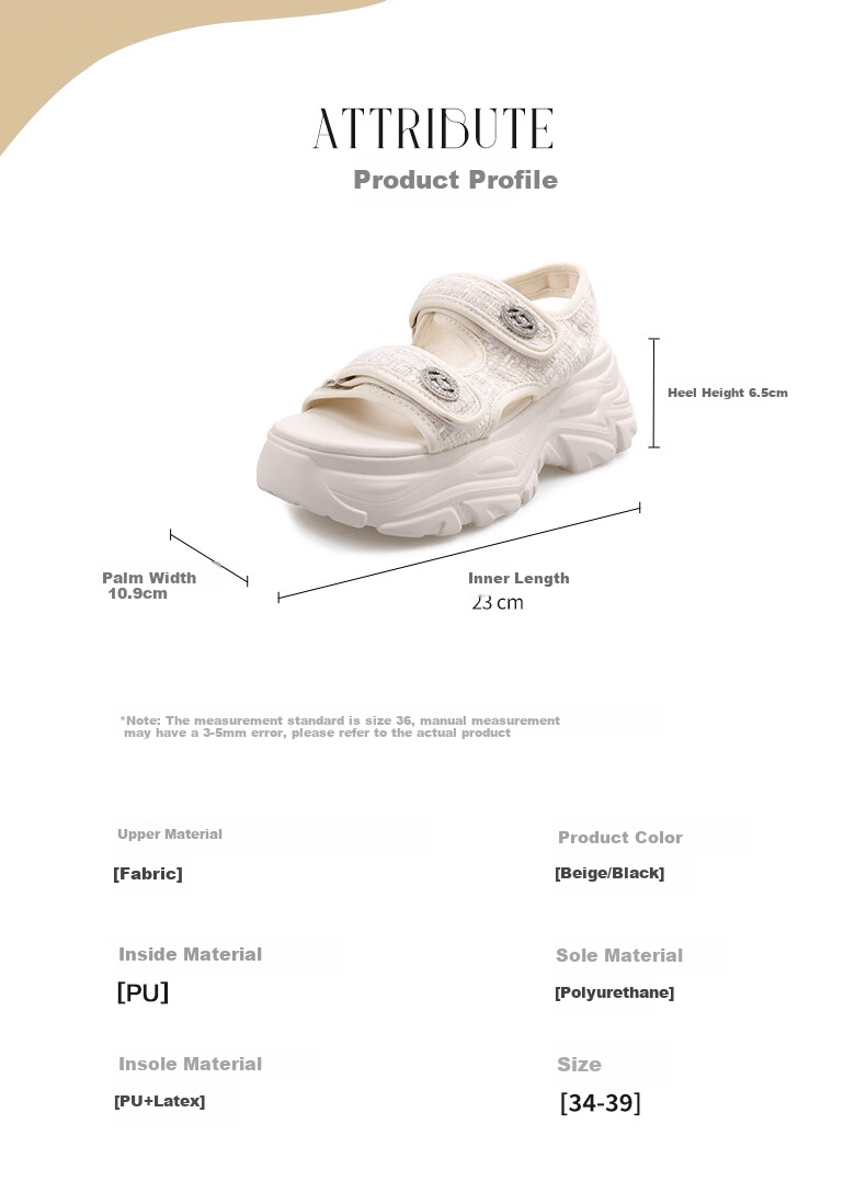 ZHR Women's Sports Sandals, 2026 New Style Women's Shoes, Platform Thick-Soled Outdoor Beach Shoes for Women, G663 Beige, Size 39 6