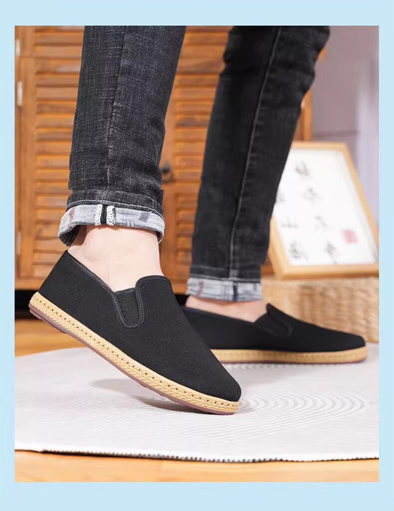Yuzhaolin Casual Shoes Old Beijing Cloth Shoes Men Traditional Slip-On Lazy Shoes Middle-Aged and Elderly Dad Shoes Y1S-1012 Size 44 29