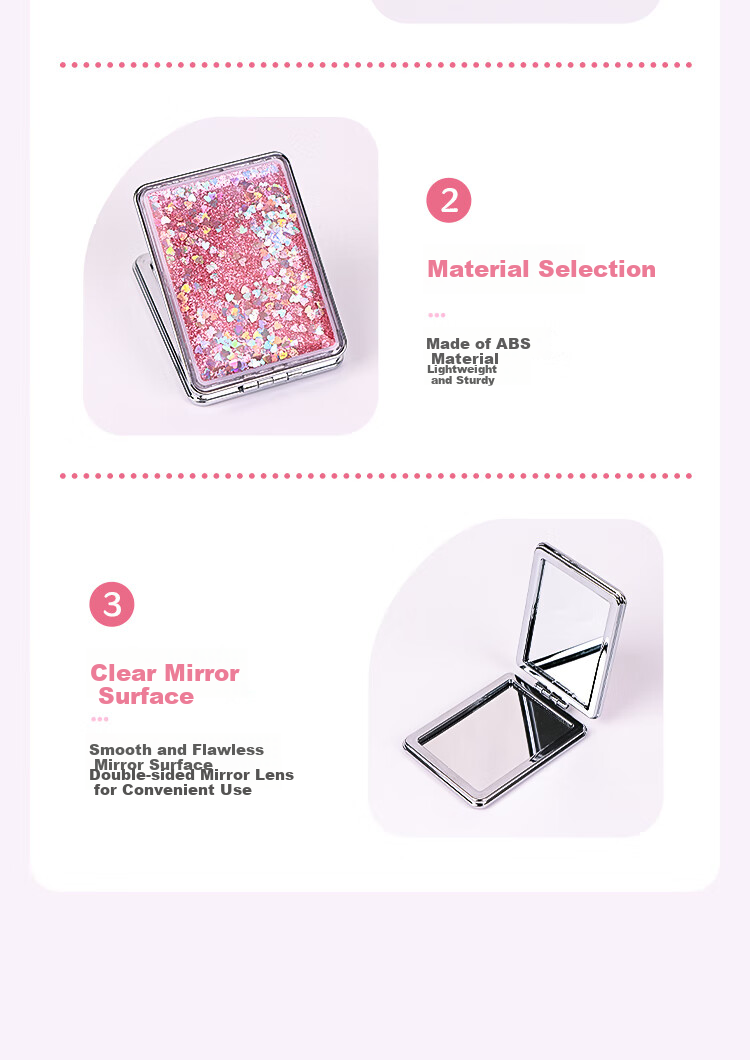TaTanice Portable Makeup Mirror, Sand-Like Mirror Cover, Double-Sided Mirror, Foldable Small Mirror, Gift for Girlfriend, Birthday Present, Children's Beauty Dressing Mirror 5