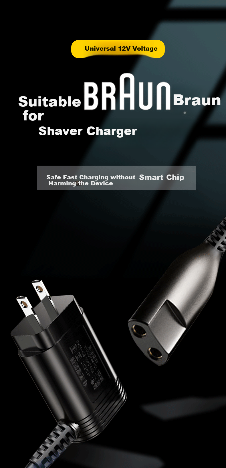 Masentek Compatible with Braun Shaver Charger, Universal Charging Cable for Braun Series Small Leopard Pro+/S9/S8/S7/S6/S5/S3/190/1775/2675 Thunder 1