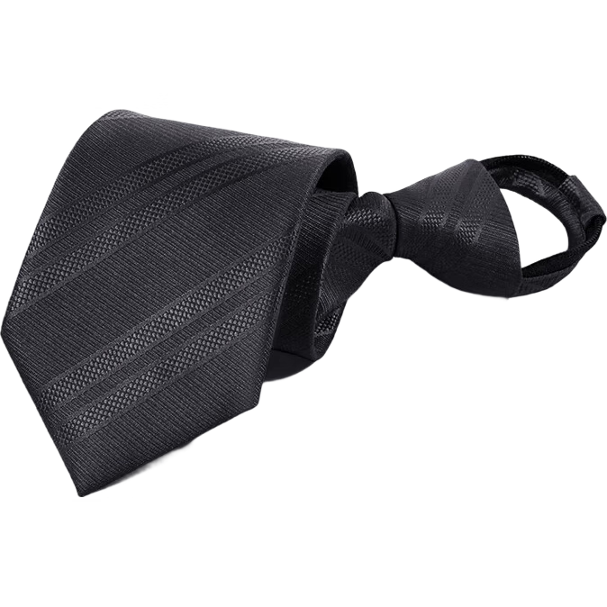 GLO-STORY 8cm Zipper Tie for Men, No-Tie One-Pull Wedding Business Formal Wear Gift Box Set, Black Twill