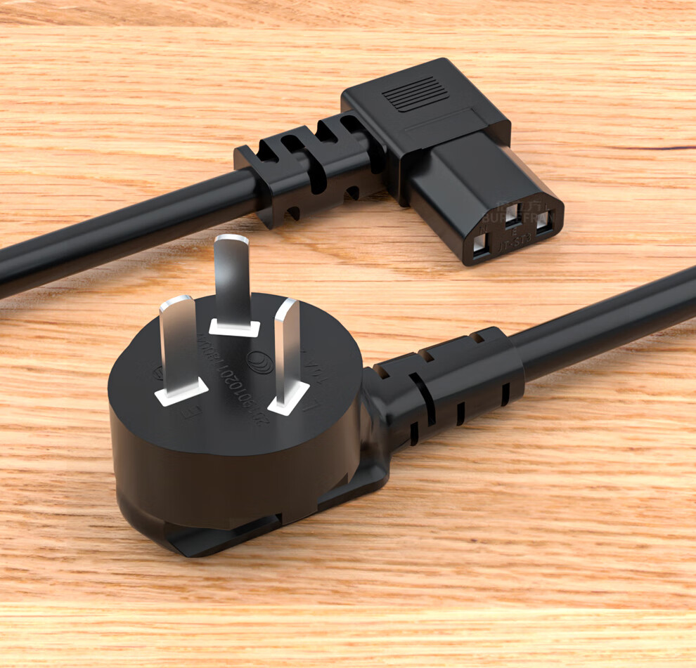 BURLEFRAN 3C Certified Right-Angle 90-Degree Power Cord, 270-Degree Left-Angle 3C Certified Pure Copper Three-Hole National Standard Angled Tail Pin Head, Pure Copper Right-Angle 1 Square Meter, 3 Meters 2