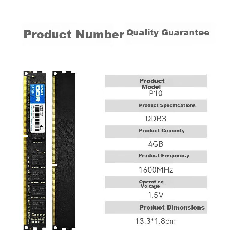 EAGET DDR3 4GB 1600MHz 1.5V Desktop Memory Module, Computer Office Memory, P10 Third Generation Computer Memory, for Office And Study 4