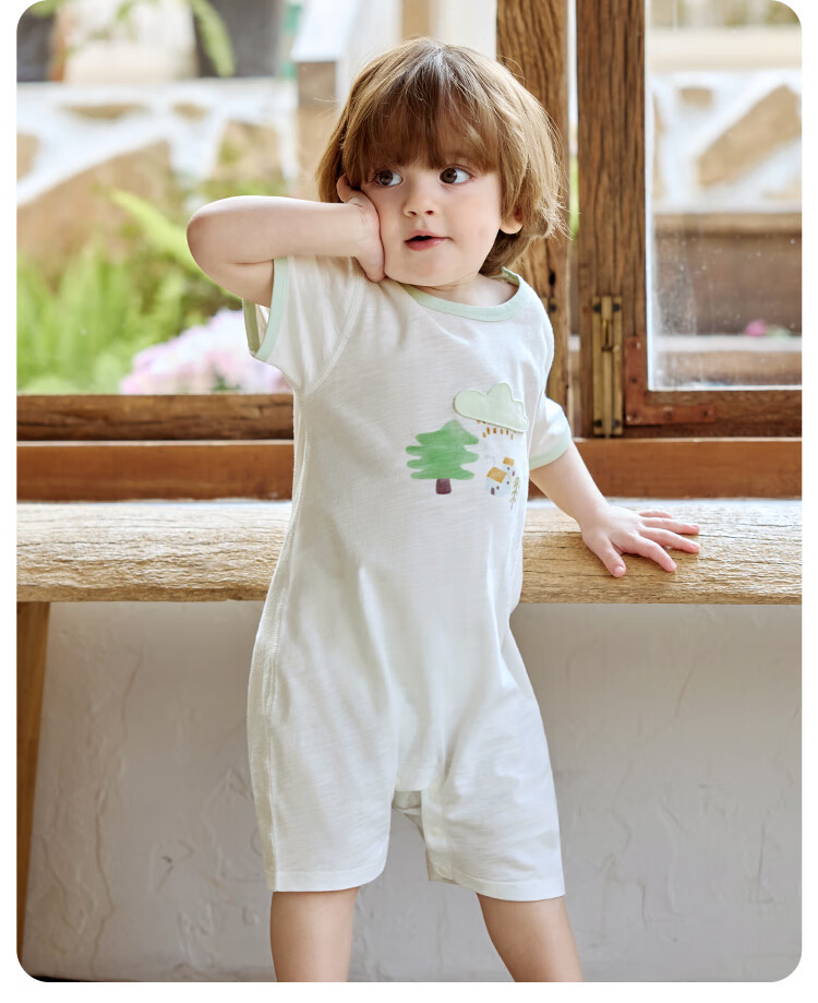 Wismorni [Bamboo Cotton] Baby Clothes, Summer Thin Style, Infant Short-Sleeve Bodysuit, Romper, Summer Wear, Breathable 8