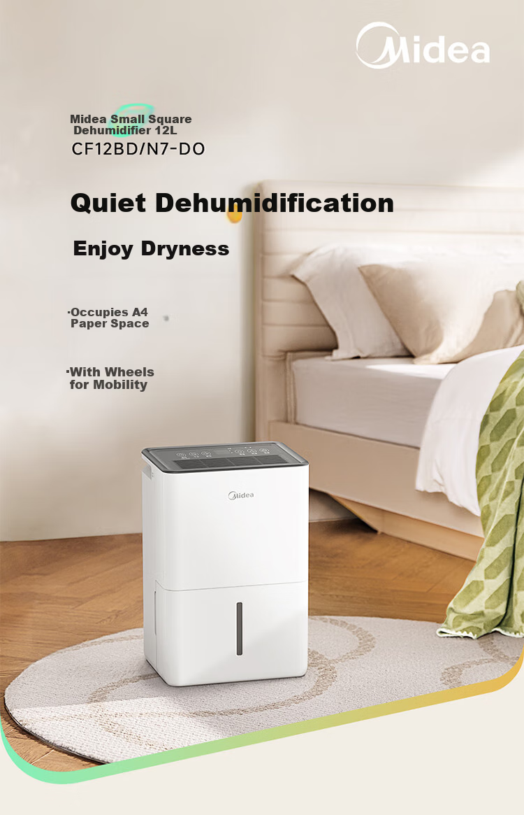 Midea Dehumidifier, 12L/day Capacity, Self-Operated Home Use for 20㎡, Quiet Operation, Compact Size, Suitable for Living Room And Bedroom, Moisture-Proof, Clothes Drying, Dehumidification Device CF12BD/N7-DO 6