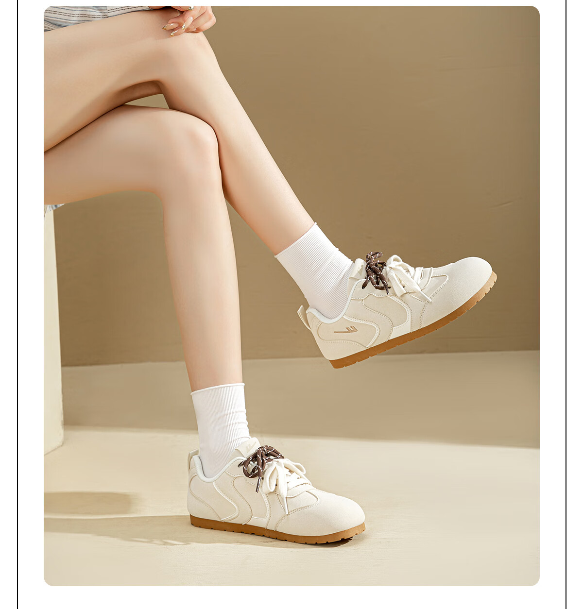 Warrior Women's Casual Ballet Style Sneakers Spring Summer Beige Size 40 Comfortable Soft Sole Fashion Versatile Shoes 19