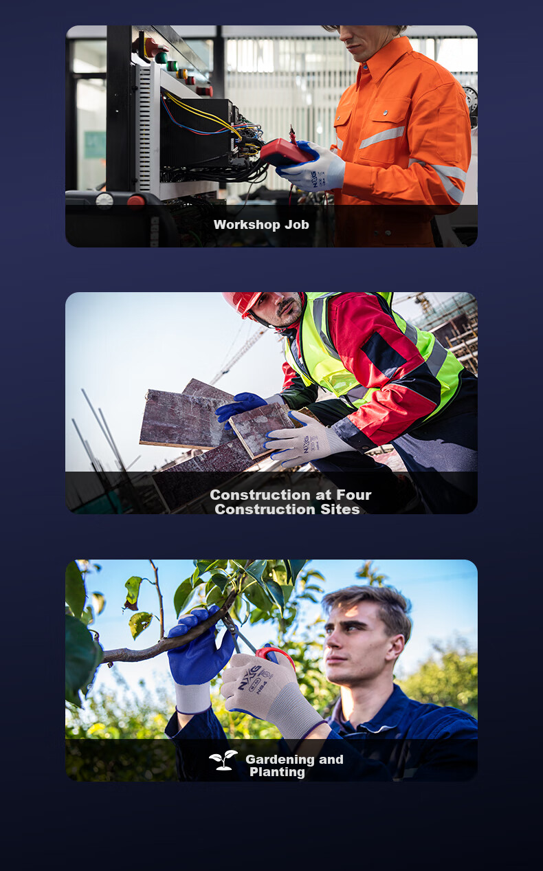 NXG Coated Work Gloves, Nitrile Rubber Wear-Resistant Non-Slip Rubber, Construction Site Protective Work Gloves N85 12