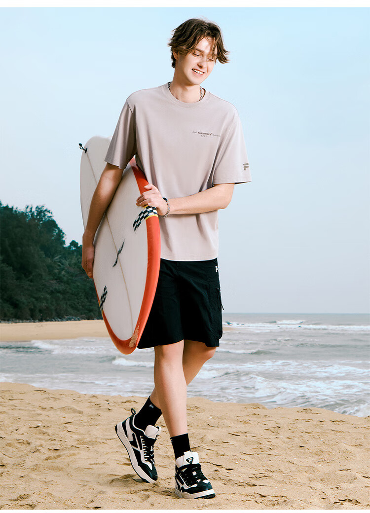 FILAFUSION Fila Trendy Men's Knitted Short Sleeve Shirt Summer Fashion Casual Loose T-Shirt 7