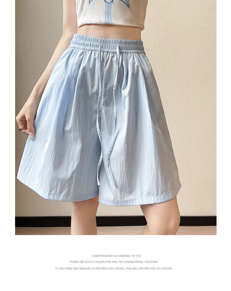 Freedom Style Ice Silk Women's Shorts 2026 Summer New Petite Outerwear Five-Point High Waist Slim Loose Casual Sports Pants 22