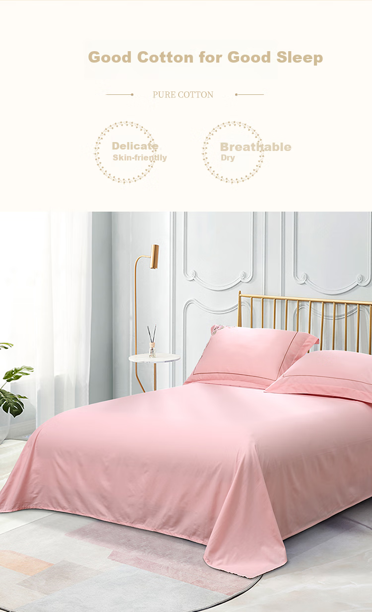 Bravo Fuanna 60s Long-Staple Cotton Pure Cotton Solid Color Double Bed Sheet 260*240cm 5