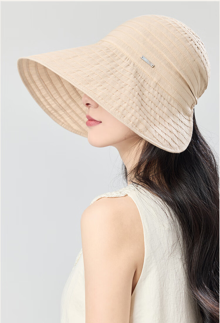 JIUMU Linen Sun Protection Hat, Women's Sun Hat, Fisherman Hat, Summer Cooling Cap, Hiking Face-Covering UV Protection Cap 2