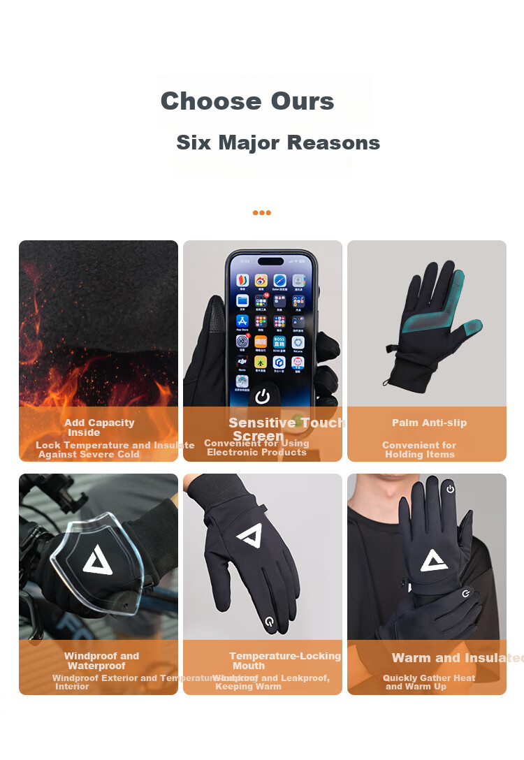 PEAK Cycling Gloves for Men And Women, Autumn And Winter Cold-Resistant Mountain Bike Outdoor Non-Slip Touchscreen Compatible Warm Gloves, Suede Gray 2