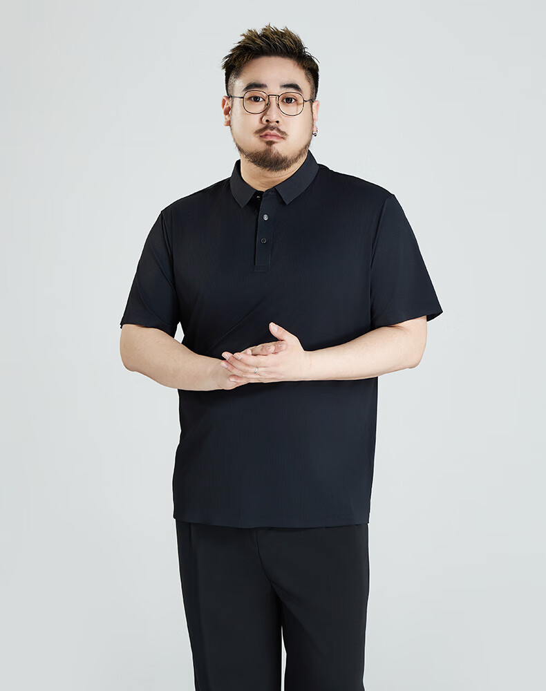 Ayoupang Large Size Men's High-End Business Polo Shirt, Premium Elastic Ice Silk Short-Sleeve Shirt for Men, Plus Size, Summer Wear 3