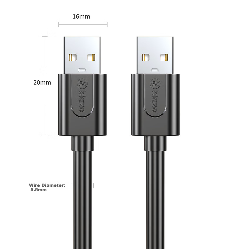 BIAZE High-Speed USB 2.0 Data Cable, Male to Male Double-Ended, High-Speed Transfer Cable for External Hard Drive Enclosures, Laptop Coolers And Set-Top Boxes, 2 Meters 13
