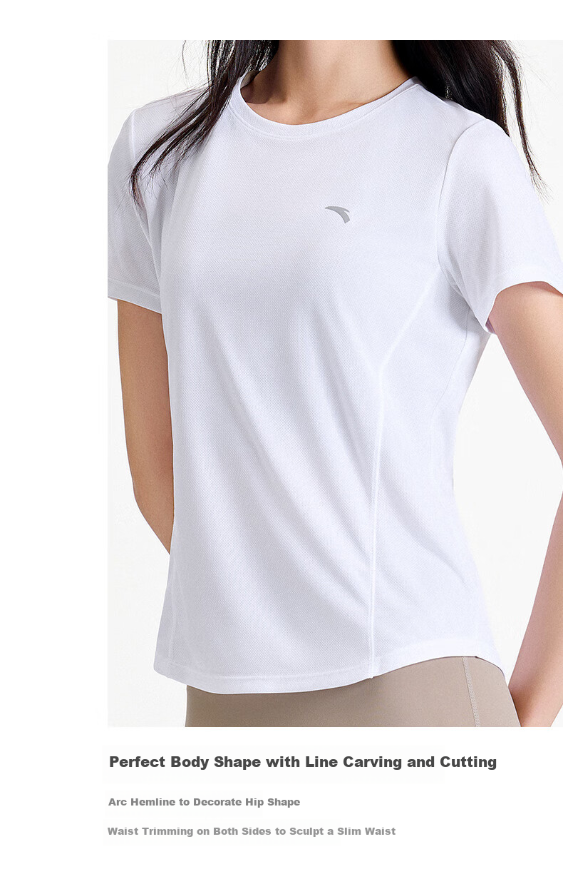 Anta Quick-Dry T-Shirt | Slim Waist Women's Sports Short Sleeve Summer New Breathable Running Top Yoga Fitness Tee 5