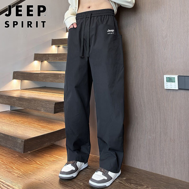 Брюки JEEP SPIRIT мужские, повседневные, зимние, прямые, карго, с высокой талией, черные, размер 3XL