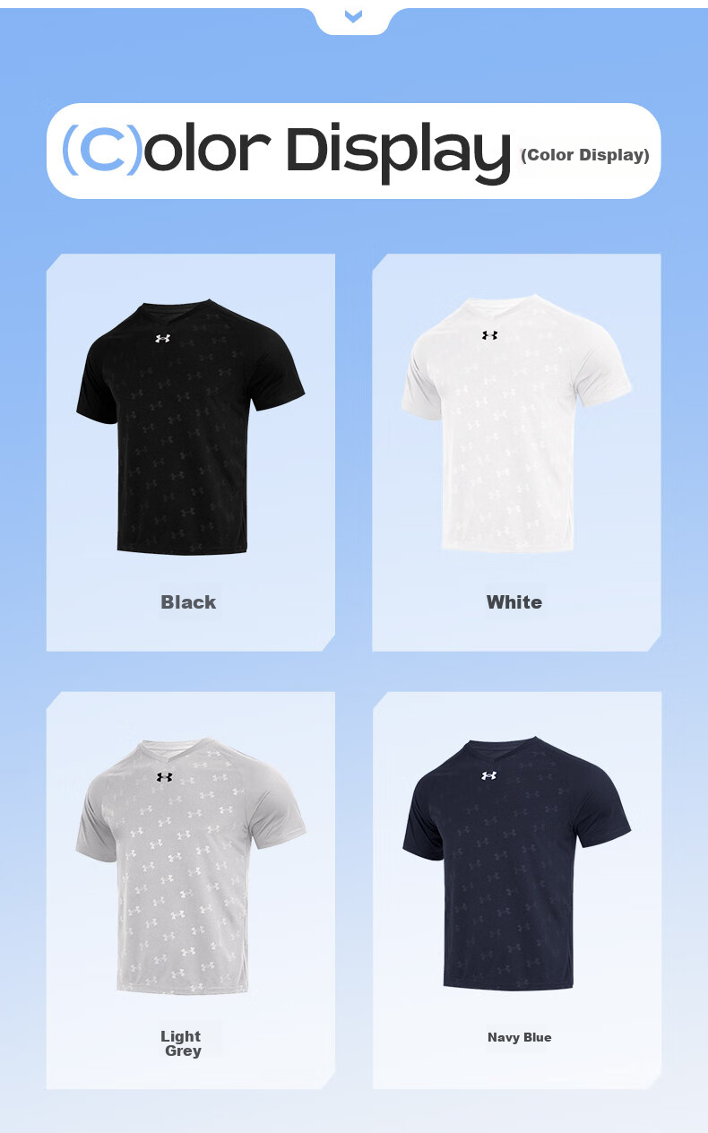 Under Armour Quick-Dry Short-Sleeve T-Shirt for Men, Summer Full-Print New Loose-Fit Sports Training Basketball Running Fitness Wear 2