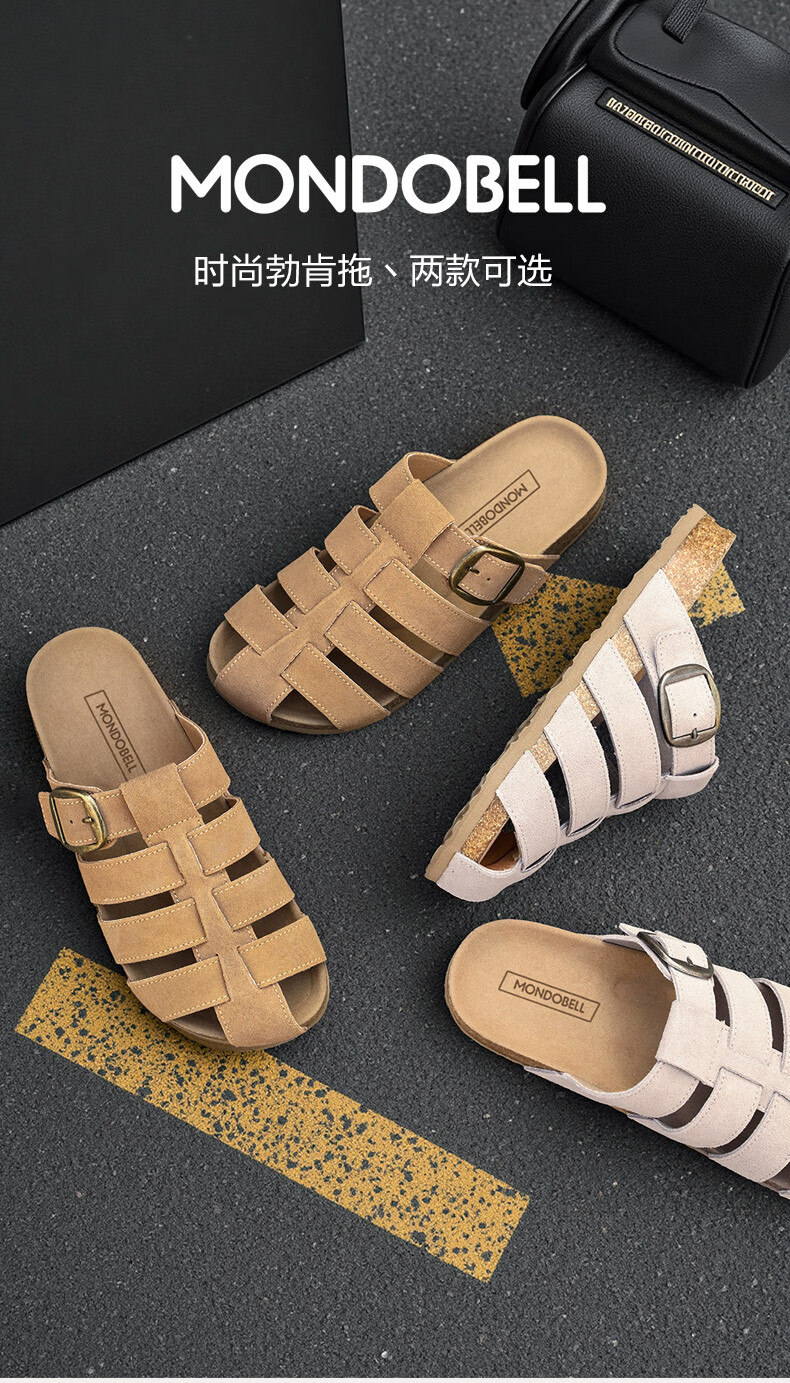 MONDOBELL Sandals, Slip-Ons, Retro Birkenstock Style, Flat Soles, Spring And Summer Wear, Fashionable Casual Versatile Soft-Soled Women's Slippers, Closed-Toe, Beige, Size 38 1