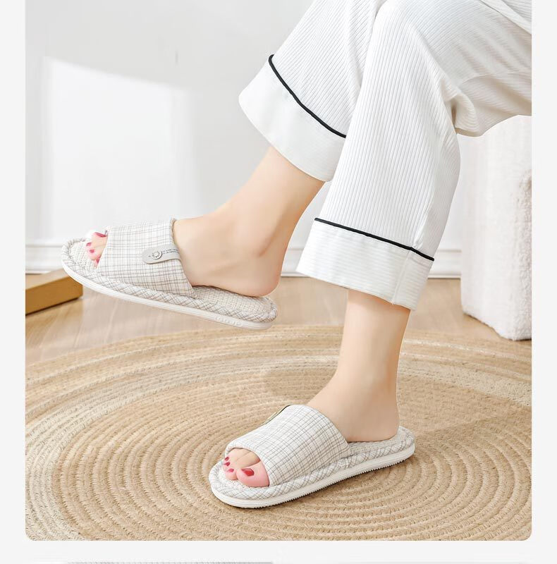 Huameijianbu Linen Slippers, Non-Slip, Couple's Home Indoor Soft-Soled Cotton Linen Floor Slippers, HM6130, Pink, Size 40-41 16
