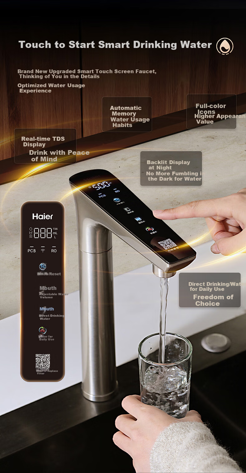 Haier Water Purifier Fresh Active Water Pro+, Instant 1400G, 6-Year Reverse Osmosis RO Membrane, Antibacterial Filter Cartridge, Touch Control Faucet, Dual Outlet, Kitchen-Specific Under-Counter Direct Drinking Water Purification Machine for Mothers And Babies R883 5