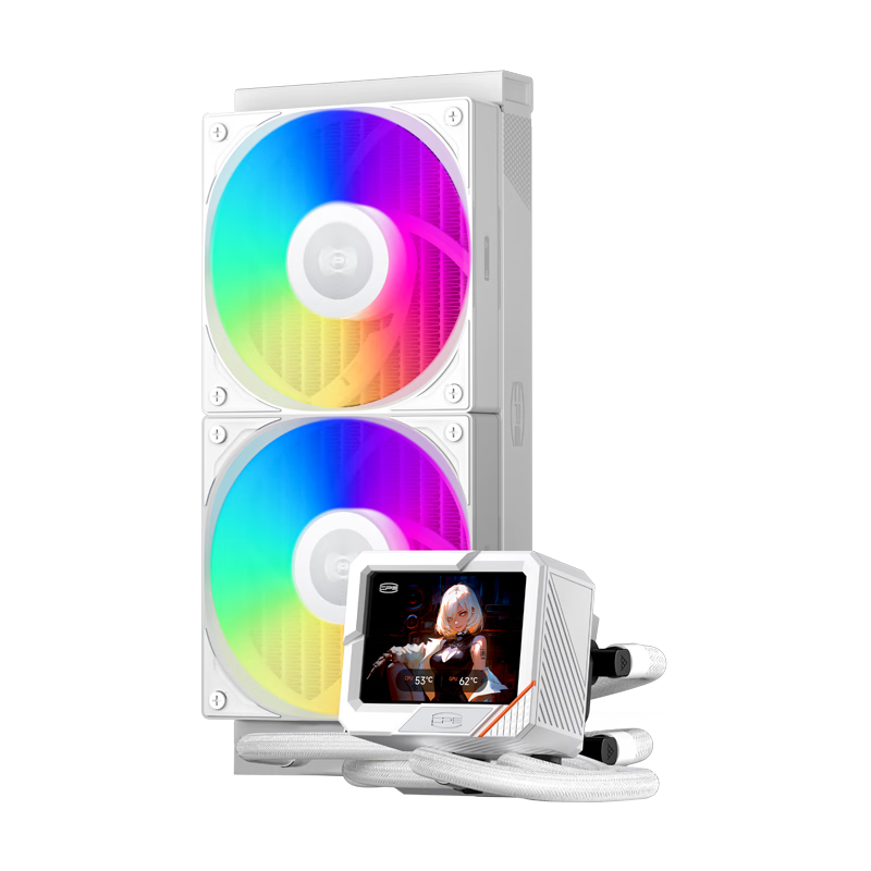 PCCOOLER Beijing GT240 ARGB White All-In CPU Liquid Cooler with 3.5-Inch LCD Screen And Customizable Themes / Compatible with 1851/AM5
