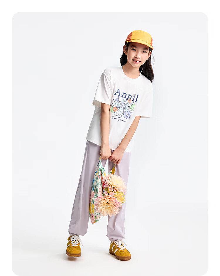 Annil Girls' Round Neck Short-Sleeve T-Shirt, 2025 Summer New Style, Breathable And Fashionable 7