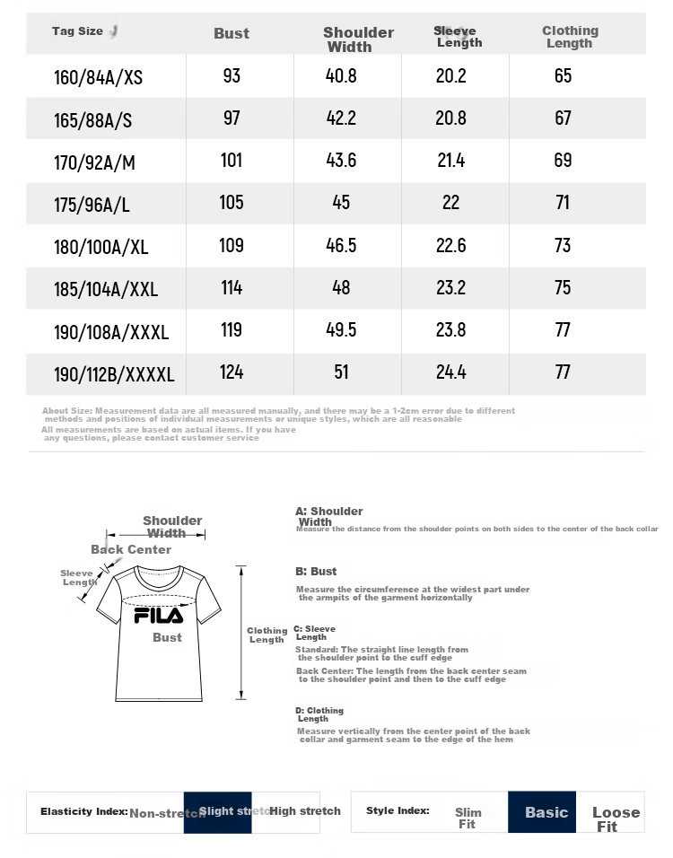 FILA Official Men's Short Sleeve T-Shirt Summer Simple Crew Neck Business Casual Commuter Tee 10