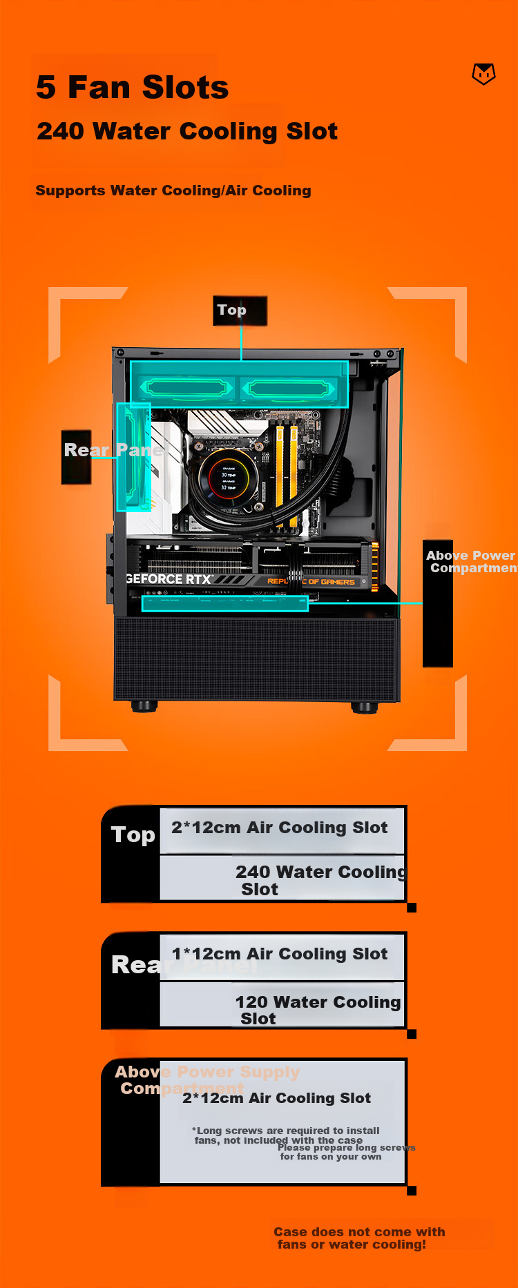 SAMA Pingtouge M2SE, Black, Desktop Gaming Computer, Seaside Master Case, Mesh Ventilation/Supports Matx Motherboard/320mm Long Graphics Card/240mm Water Cooling/270° Panoramic View 5