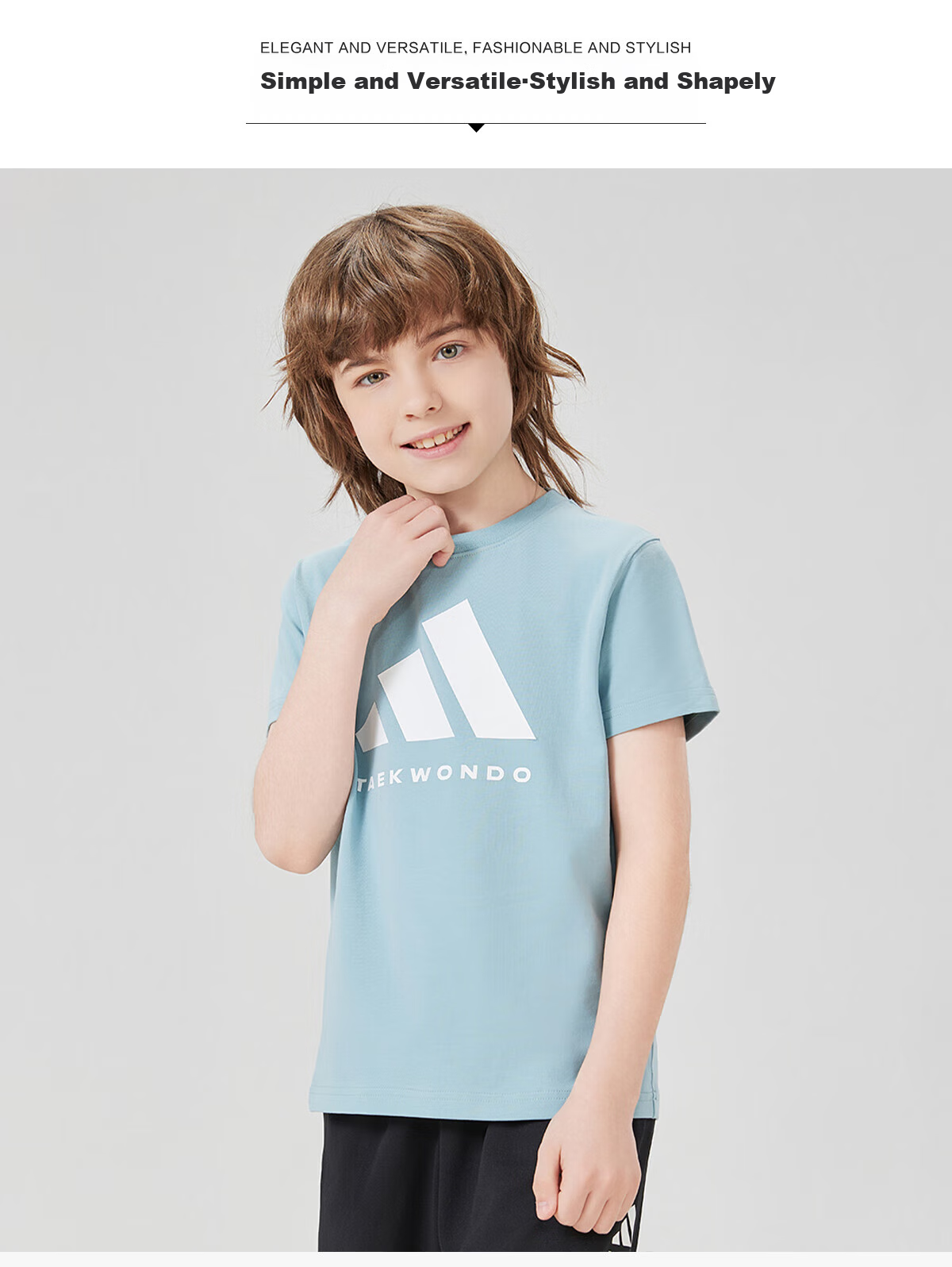 Adidas 2025 New Children's Short-Sleeve T-Shirt, Summer Outdoor Sports Casual Versatile Top, White + Gold, Size 116 3