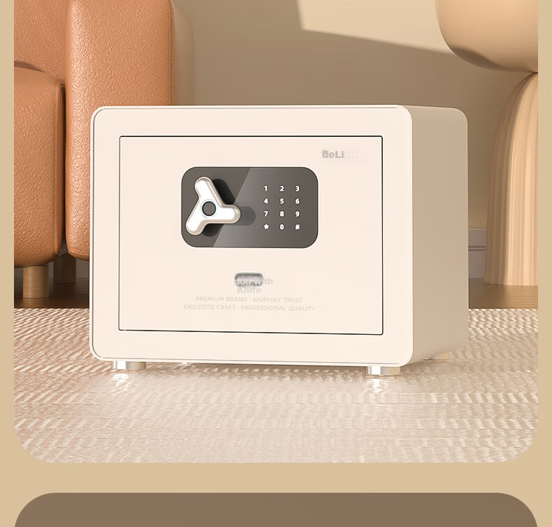 Deli Safe, Home Fingerprint Password Storage, Office Financial Confidential Box, Automatic Door Opening, Thickened Lock Bolt, 60cm White AE641-Z 9