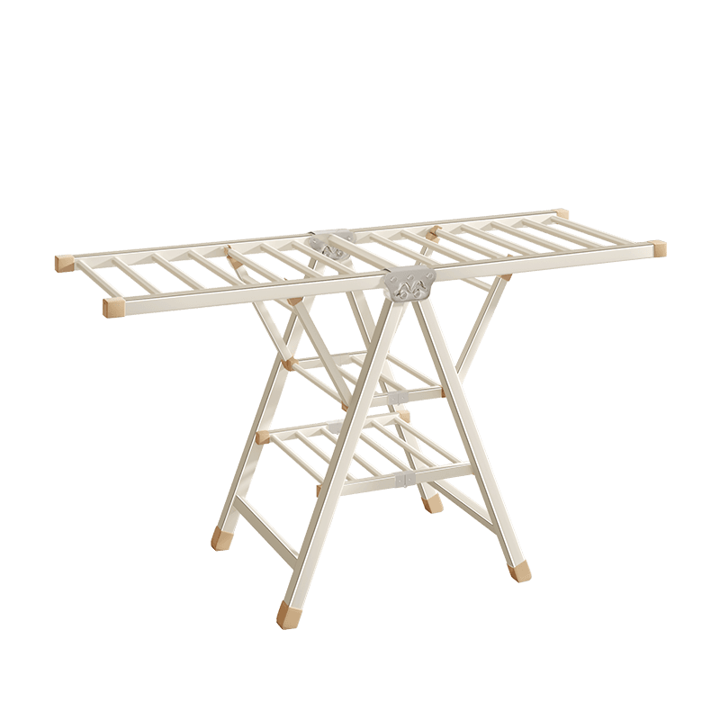 BIX Foldable Clothes Drying Rack, Indoor Laundry Hanger Stand, Balcony Quilt Drying Rack, Milk White Color, 1.5m, Three-Tier