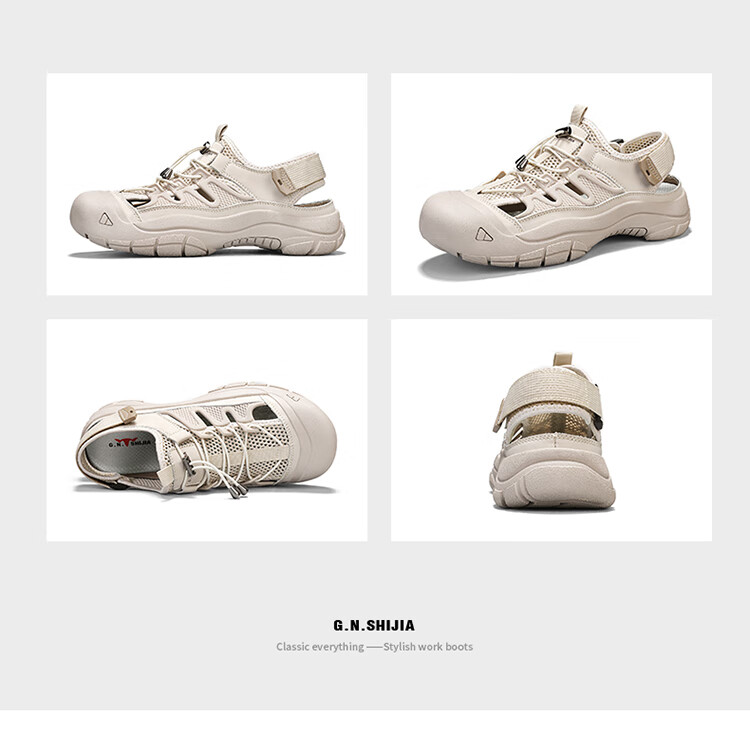 Bull Family Baotou Men's Summer Breathable Hollow Beach Sandals Outdoor Casual Sports Creek Shoes Men's Hole Shoes 59