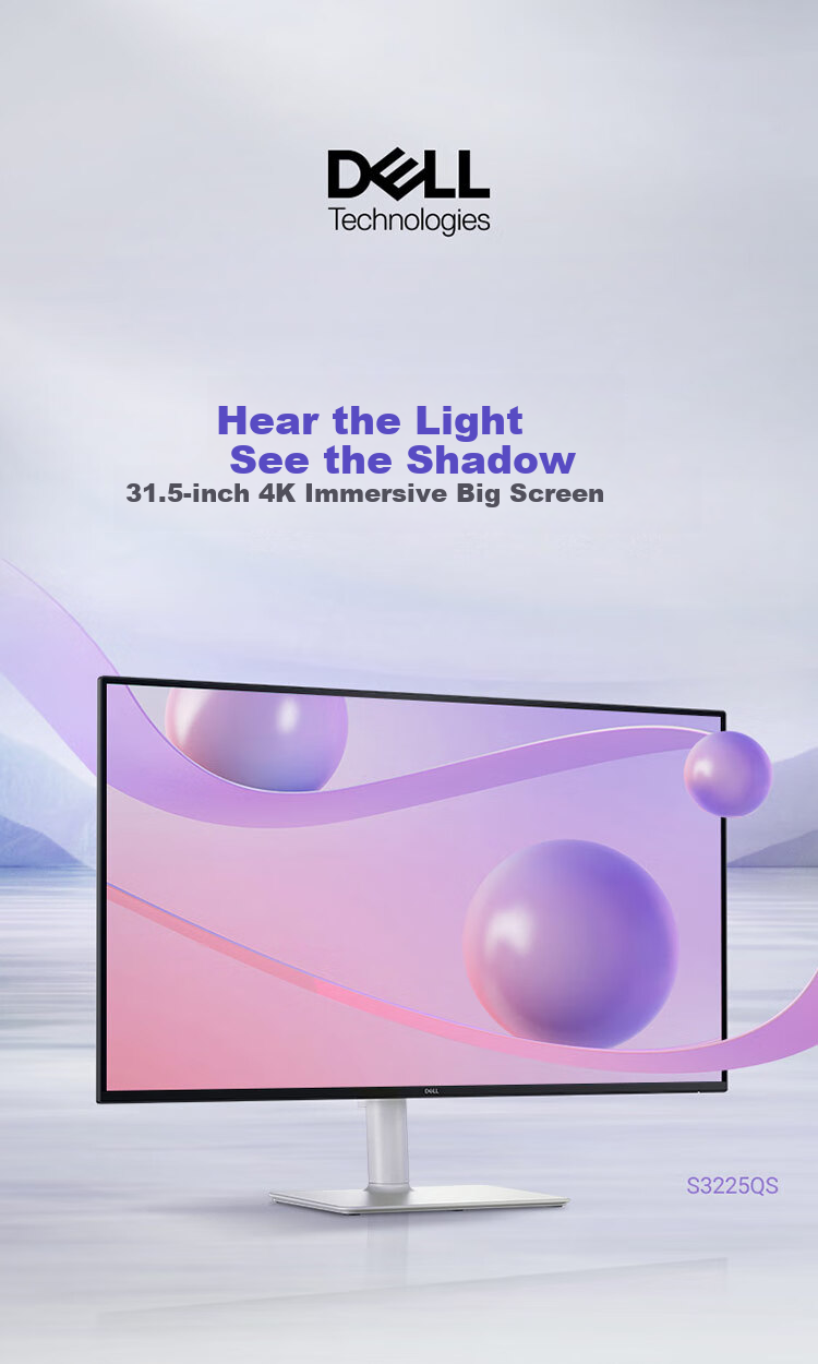 DELL 31.5-Inch 4K Monitor, 120Hz High Refresh Rate, Built-In Speakers, Hardware Blue Light Protection, 1.07 Billion Colors, FreeSync Computer Display S3225QS 1