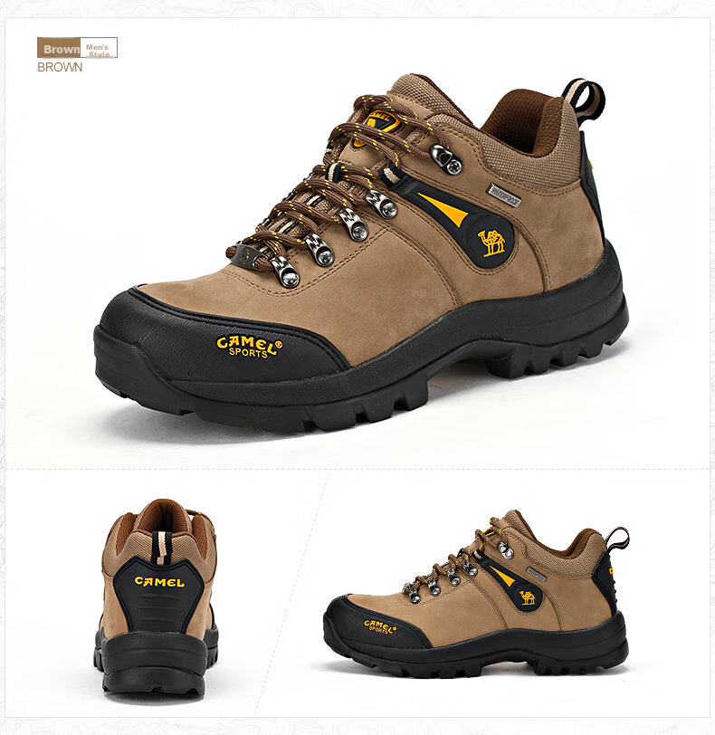CAMEL Outdoor Hiking Shoes for Men, Durable Trekking Shoes, Cowhide Outdoor Footwear A63202a6015 Brown Size 42 10