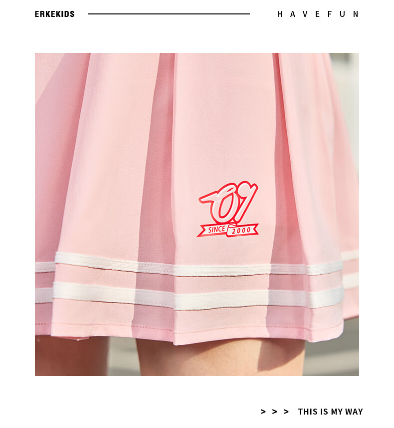 ERKE Girls' Short Skirt, Children's Baseball Skirt, Pleated Skirt for Older And Younger Kids, Pure White, Size 165 16